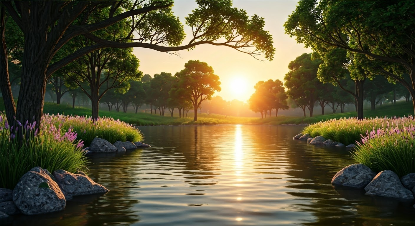 Tranquil landscape symbolizing wellness